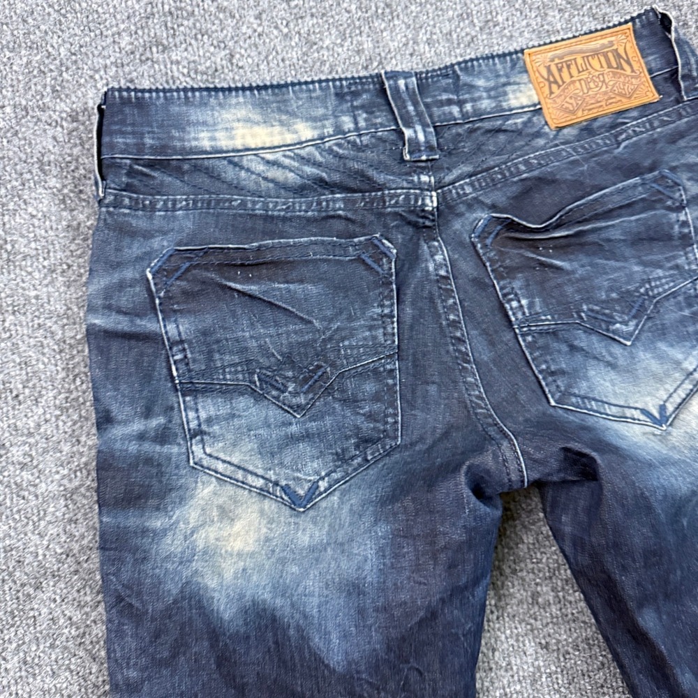 Affliction Raquel Moto Jeans Womens 28 Blue Distressed Ribbed Ankle Zip 111SK084 - Picture 7 of 15